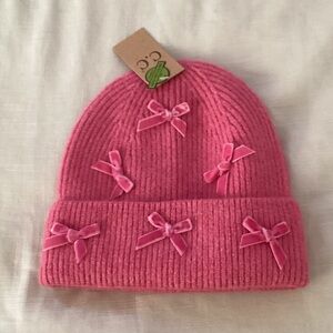 CC Boutique Pink Beanie with Bows